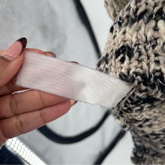 Mango MNG Suit Women’s Black Creme Metallic Marled Open Knit Pullover Sweater M - Picture 10 of 11